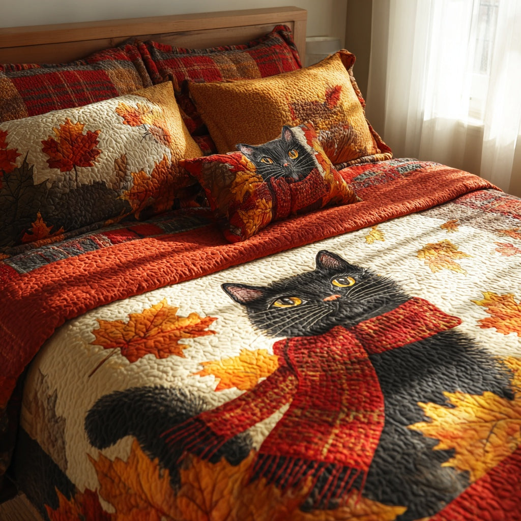 Autumn Leaf Medallion 3-Piece Quilted Bedding Set NCU0VL3661