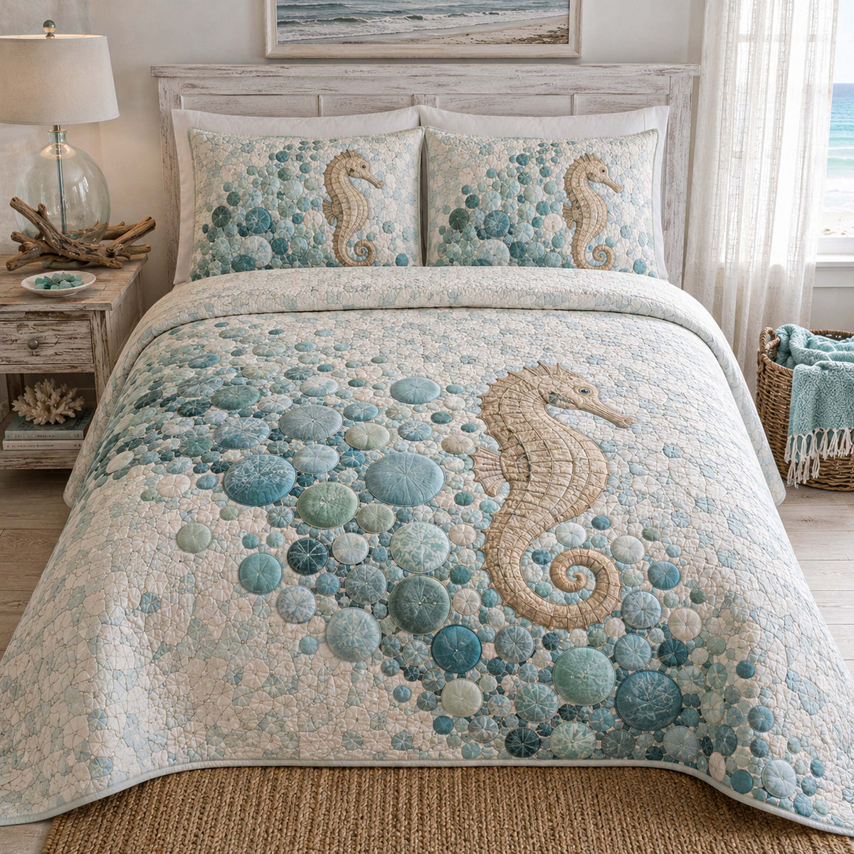 Blue Horizon 3-Piece Quilted Bedding Set NCU0TD3054
