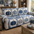 Blue Pumpkin Harvest Quilted Sofa Cover NCU0DV9957