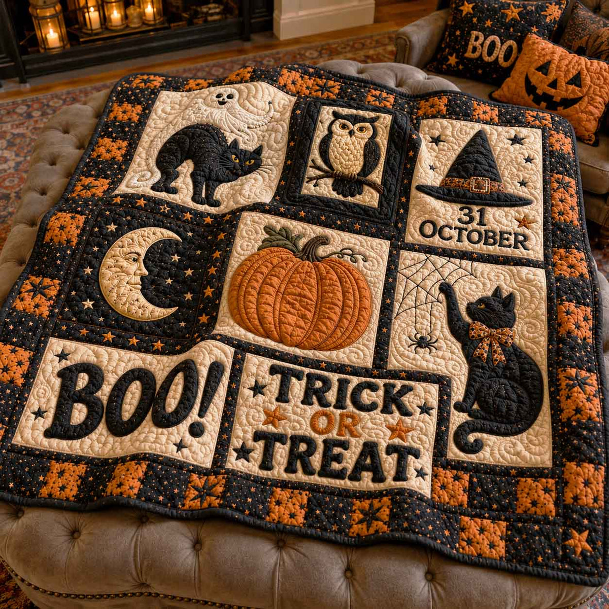 Boo Blocks Quilted Blanket NCU0TD2996