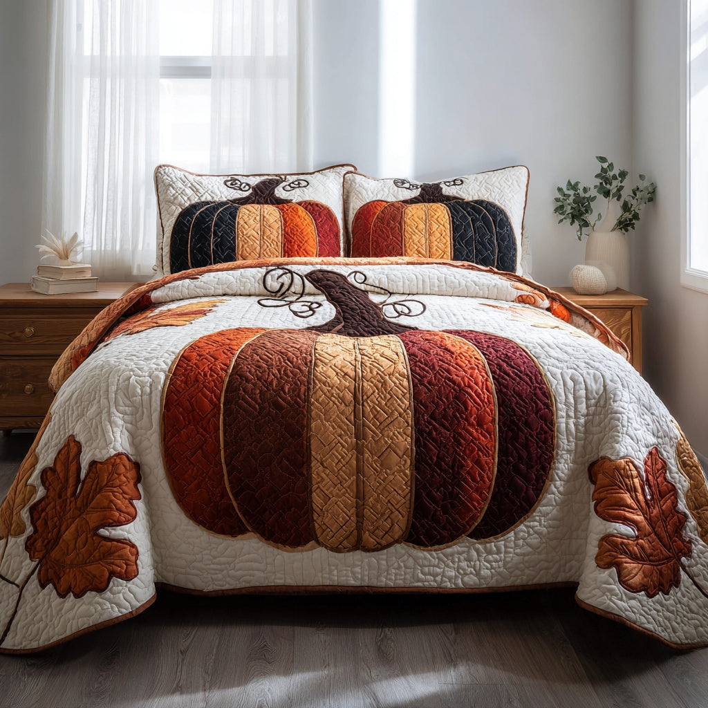 Classic Pumpkin Patch 3-Piece Quilted Bedding Set NCU0VL3652