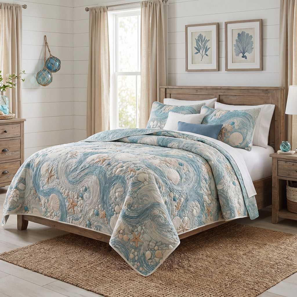 Coastal Harmony 3-Piece Quilted Bedding Set NCU0DV9813
