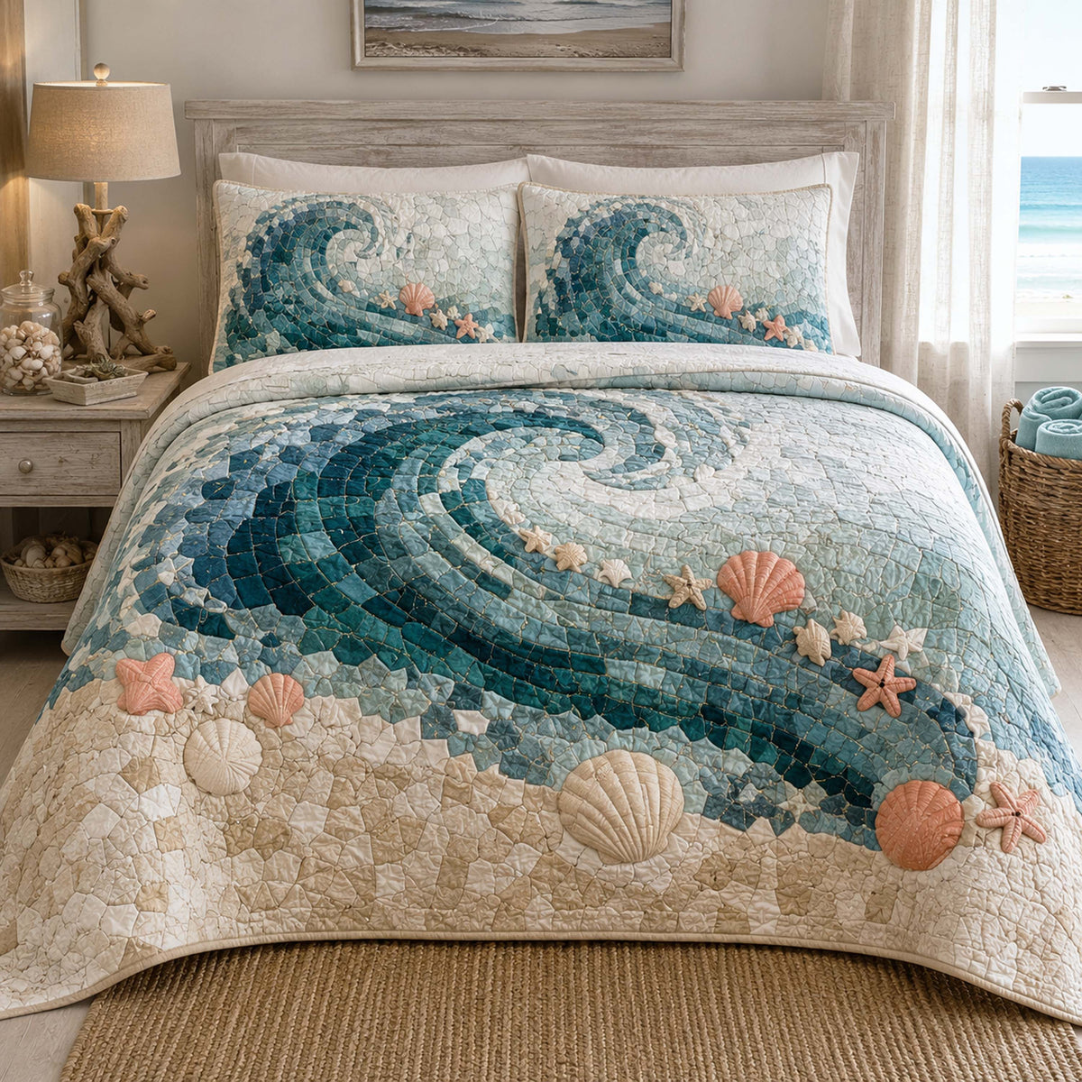 Coastal Breeze 3-Piece Quilted Bedding Set NCU0TD3045