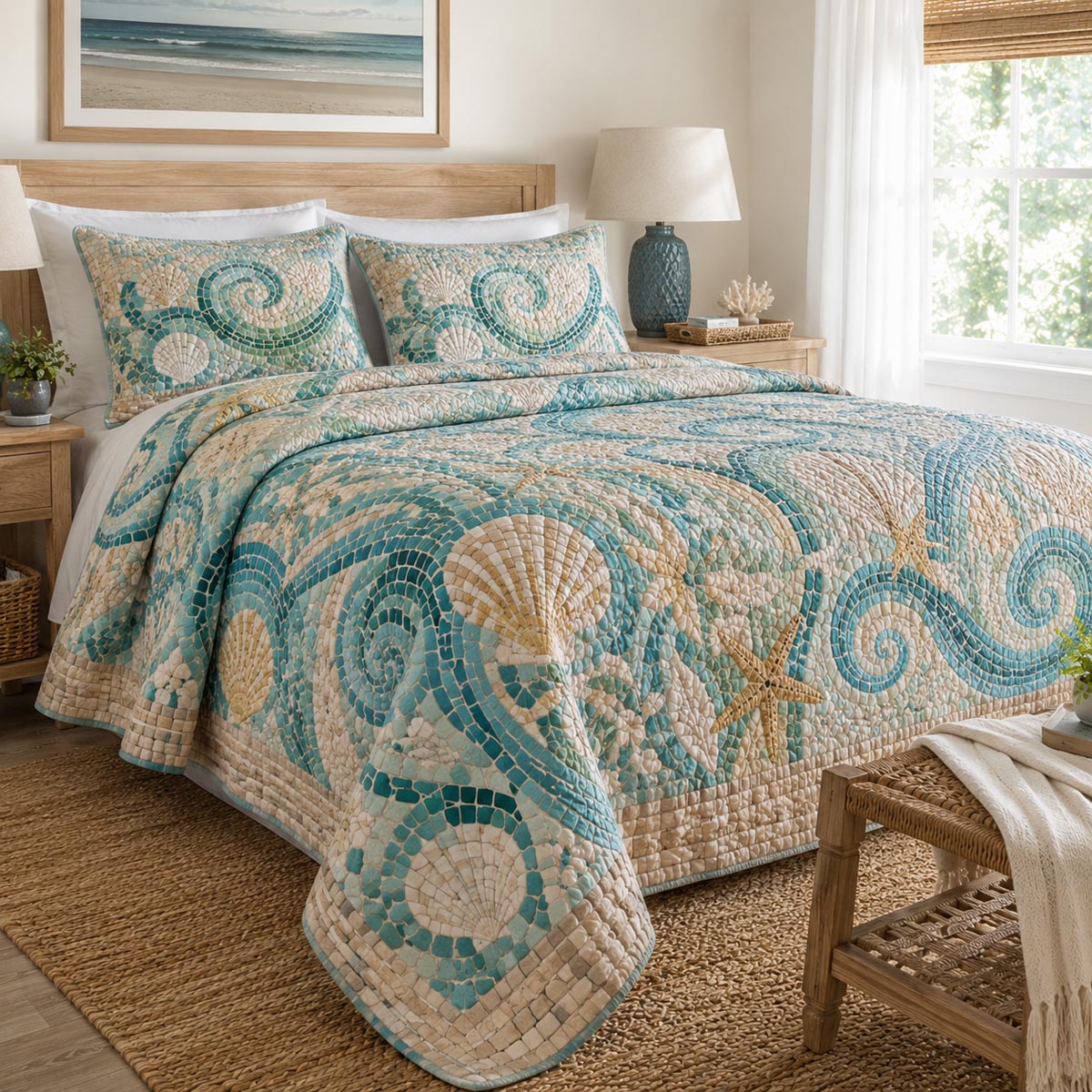 Coastal Harmony 3-Piece Quilted Bedding Set NCU0DV9936