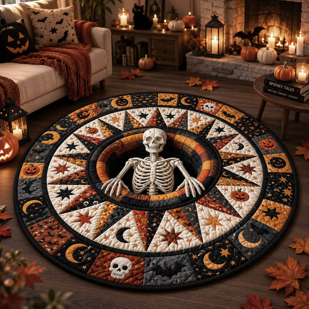 Cosmic Skeleton Portal Quilted Round Mat NCU0HH2048