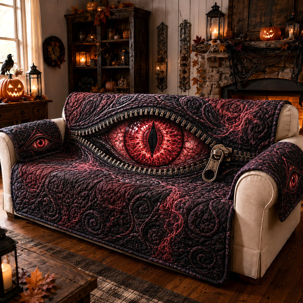 Crimson Gaze Quilted Sofa Cover NCU0TV2068