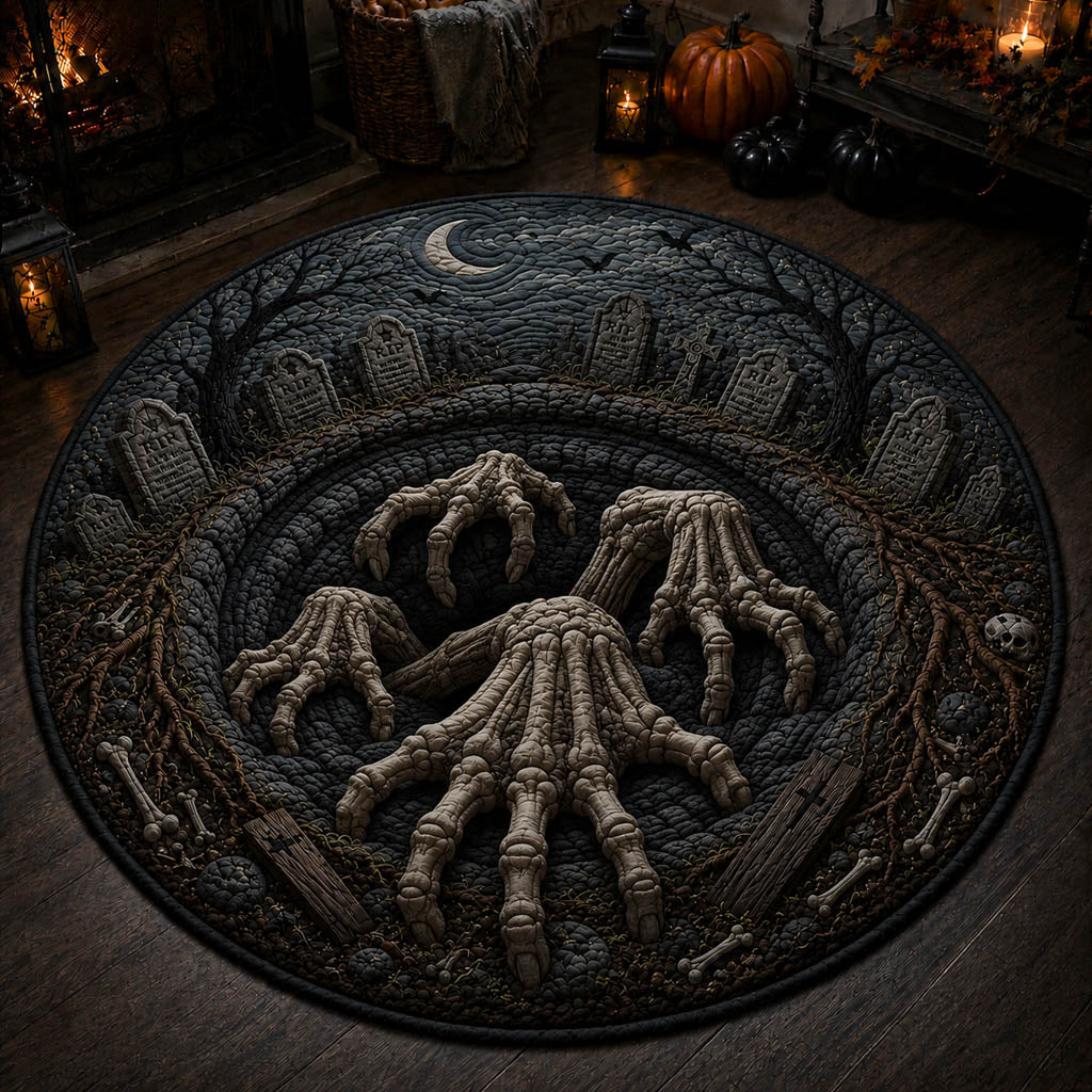 Cryptic Bone Eclipse Quilted Round Mat NCU0HH2043