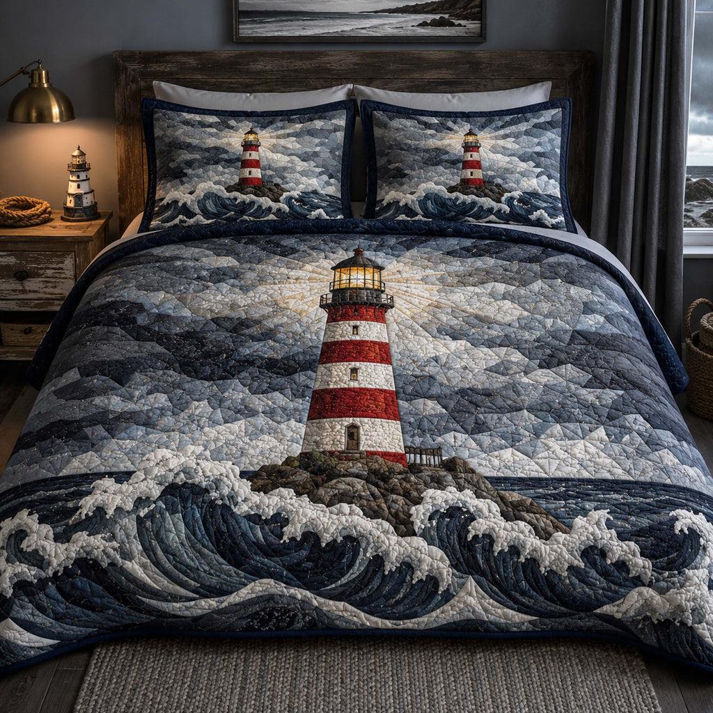 Drift Waves 3-Piece Quilted Bedding Set NCU0TD3057