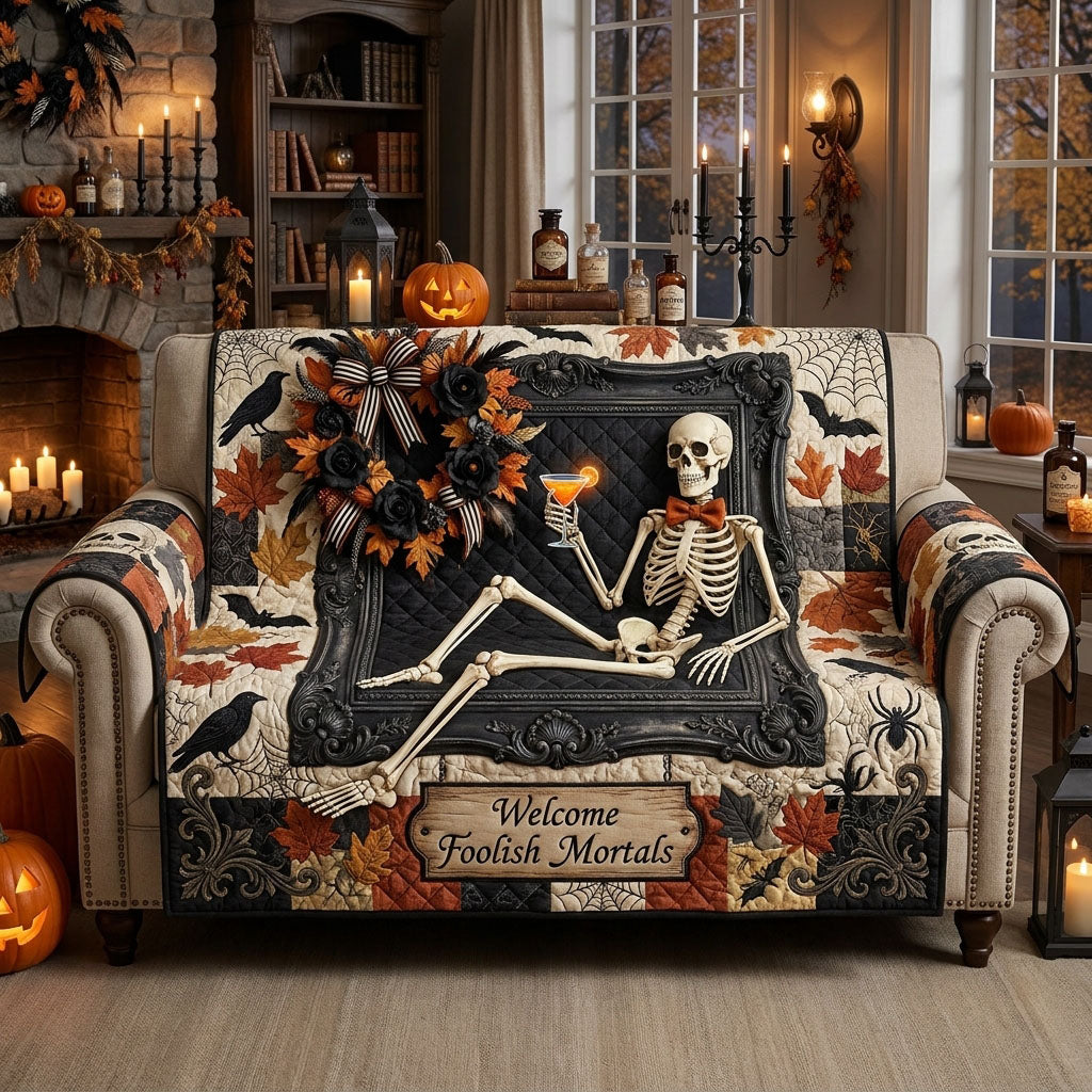 Fireside Bones Quilted Sofa Cover NCU0PT11897