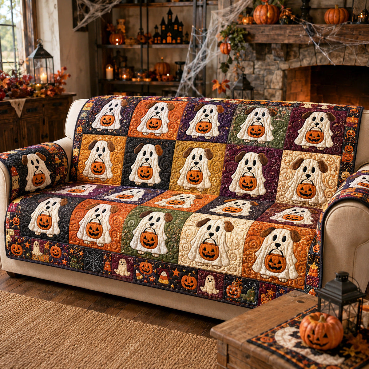 Ghostly Paws Quilted Sofa Cover NCU0TV2103