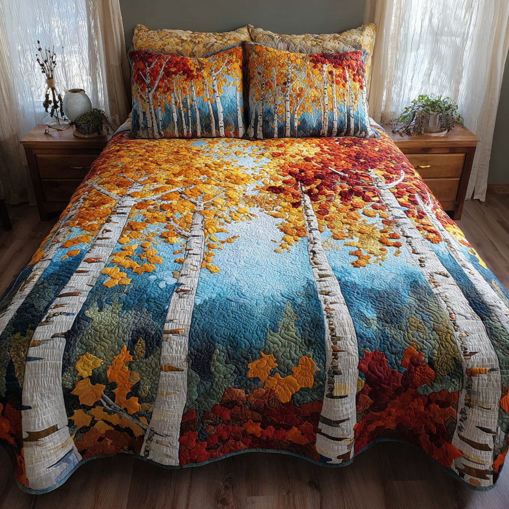 Golden Birches 3-Piece Quilted Bedding Set NCU0VL3632