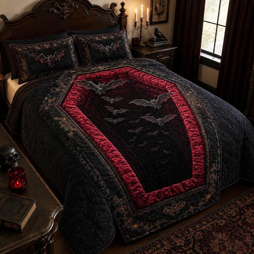 Haunted Coffin 3-Piece Quilted Bedding Set NCU0DV9914