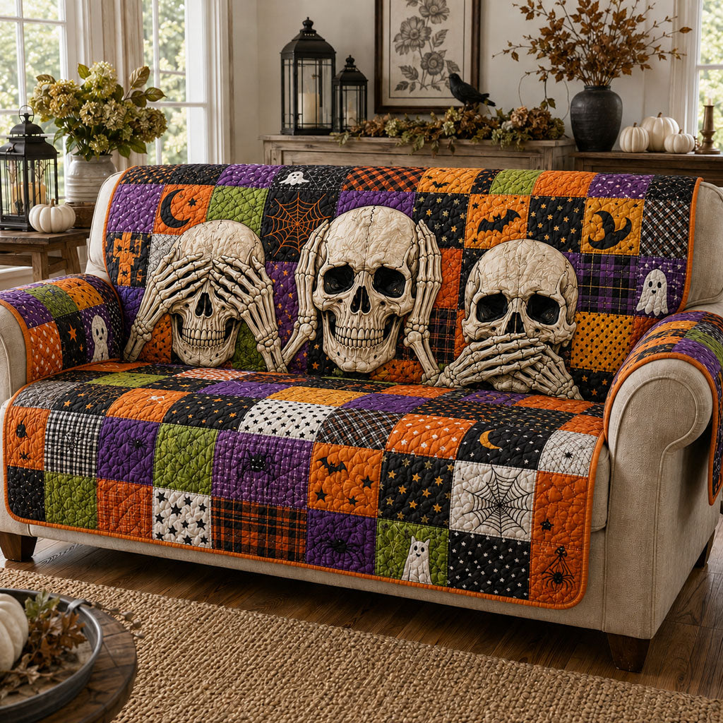 Hear No Horror Quilted Sofa Cover NCU0PT11899