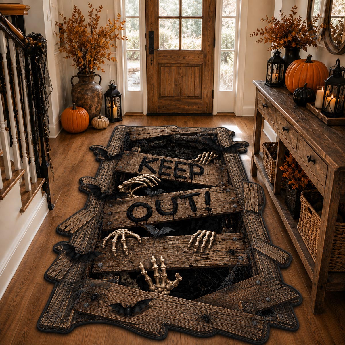Keep Out Crypt Custom Shape Area Rug NCU0DV9898