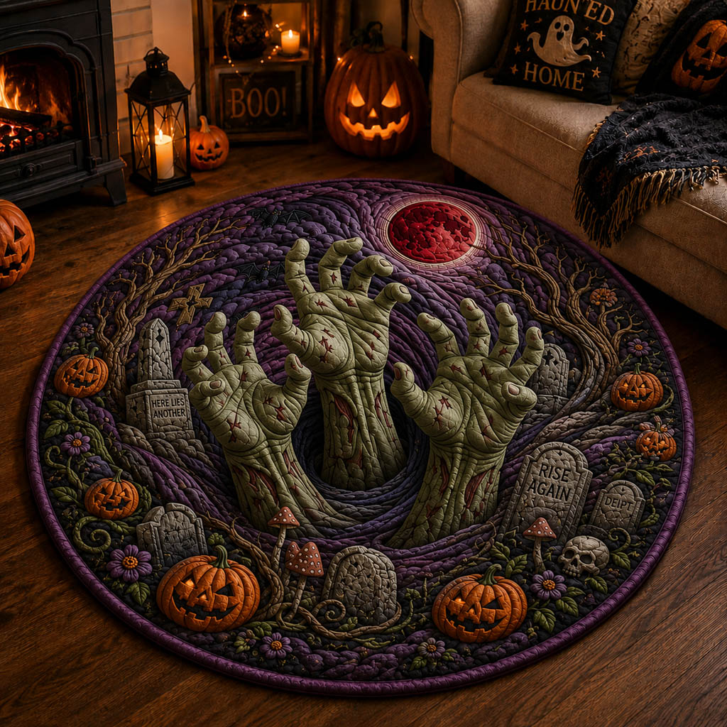 Midnight Ghoul Vortex Quilted Round Mat NCU0HH2046