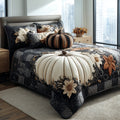 Midnight Pumpkin Bloom 3-Piece Quilted Bedding Set NCU0VL3650