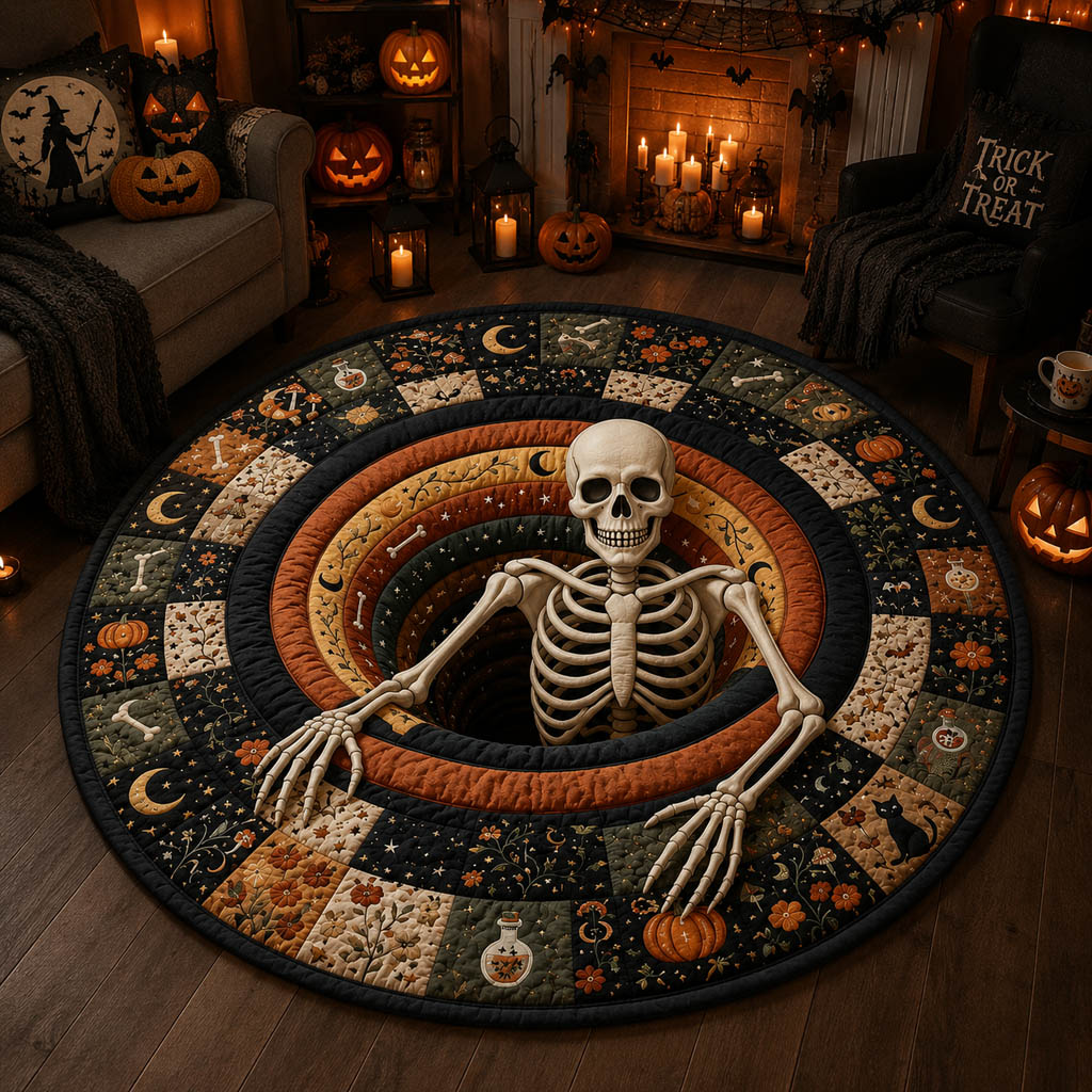 Mystic Skeleton Chasm Quilted Round Mat NCU0HH2051