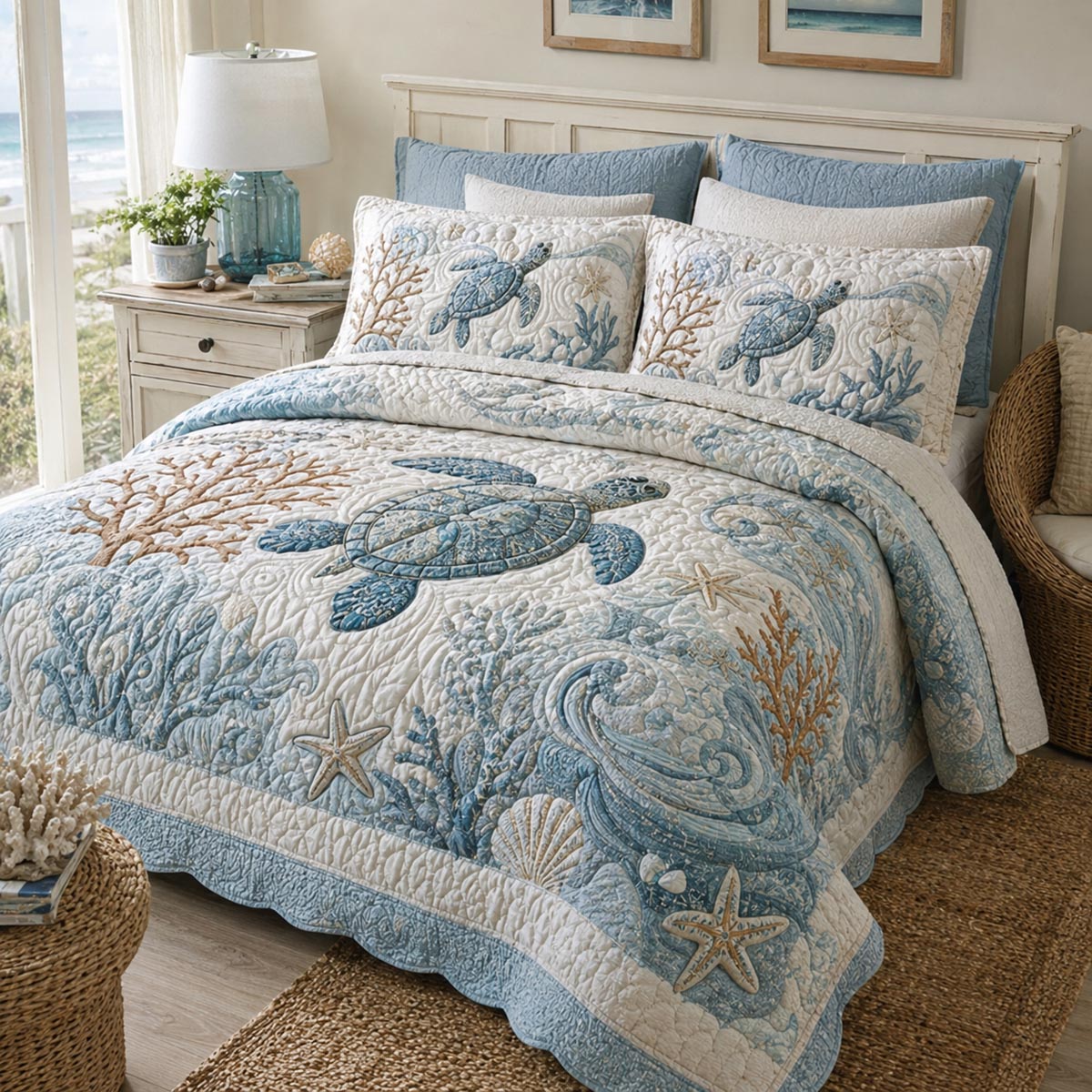 Ocean Friends 3-Piece Quilted Bedding Set NCU0DV9934