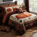 Ornate Pumpkin Harvest 3-Piece Quilted Bedding Set NCU0VL3653