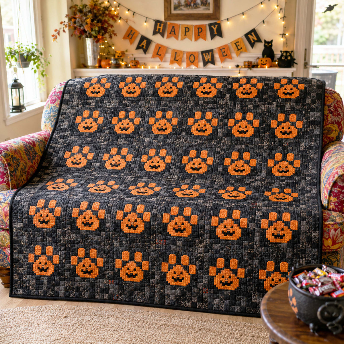Pumpkin Paws Quilted Blanket NCU0TD3066