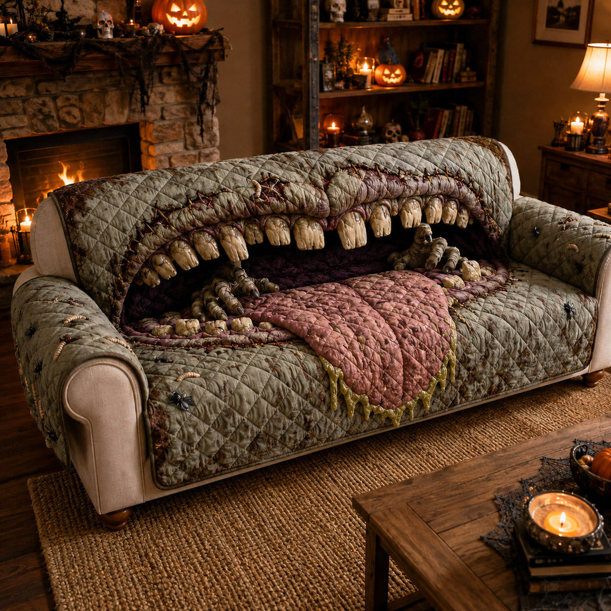 Monster Bite Quilted Sofa Cover NCU0VT389