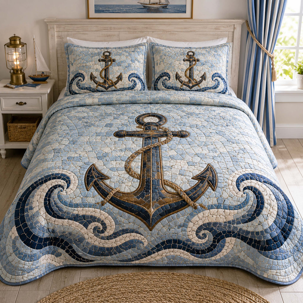 Sandy Shores 3-Piece Quilted Bedding Set NCU0TD3048