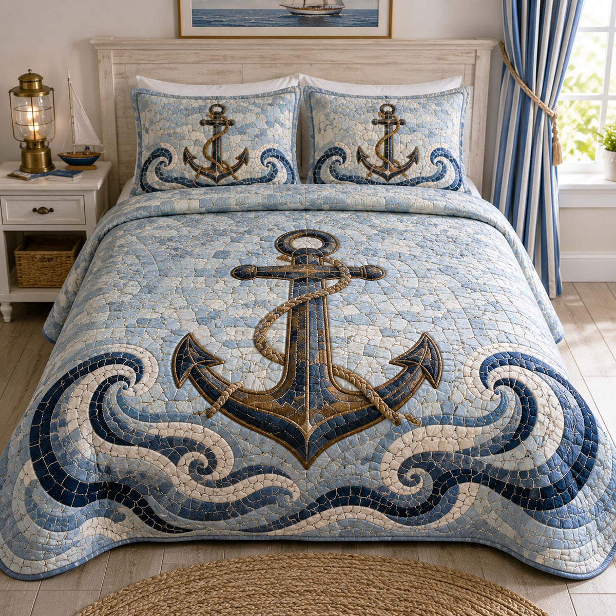 Sandy Shores 3-Piece Quilted Bedding Set NCU0TD3048
