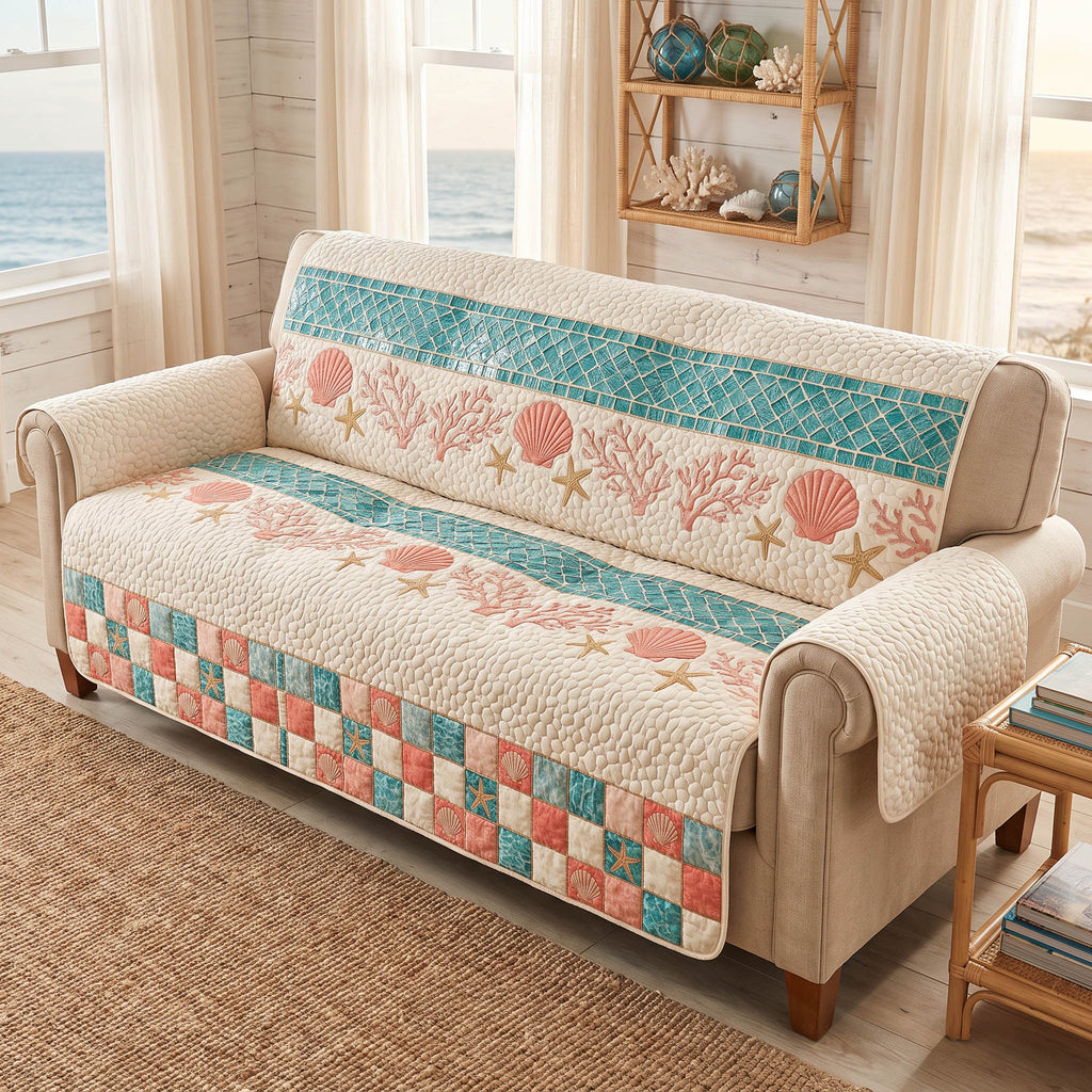 Sea Glass Charm Quilted Sofa Cover NCU0TD2963