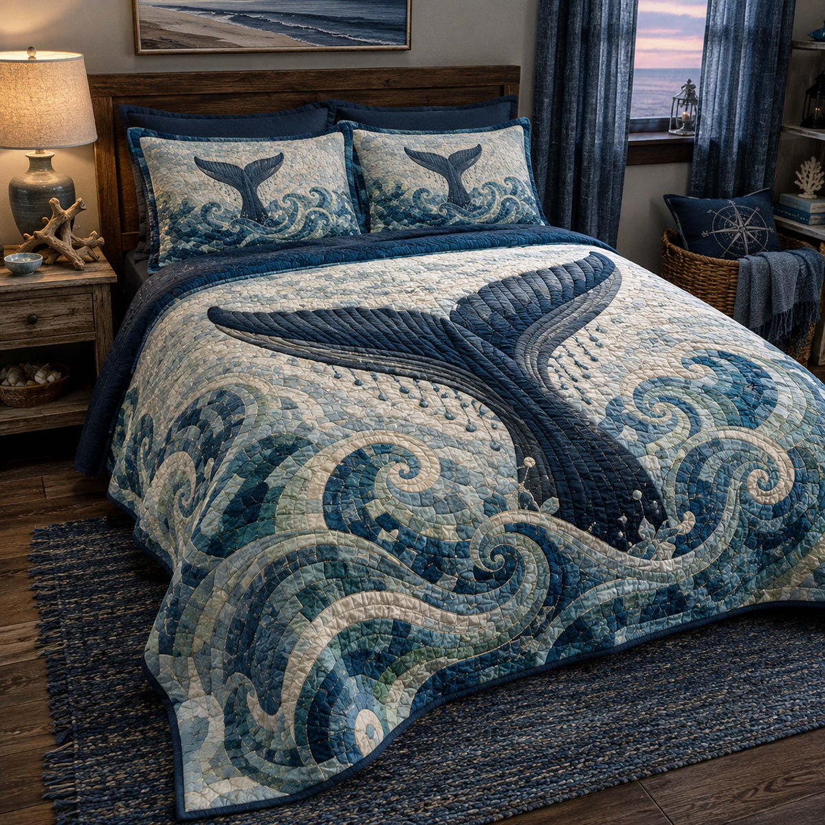 Sea Serenity 3-Piece Quilted Bedding Set NCU0TD3049