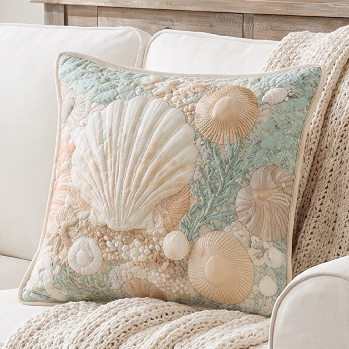 Seashell Serenity Quilted Pillow Case NCU0DV9814