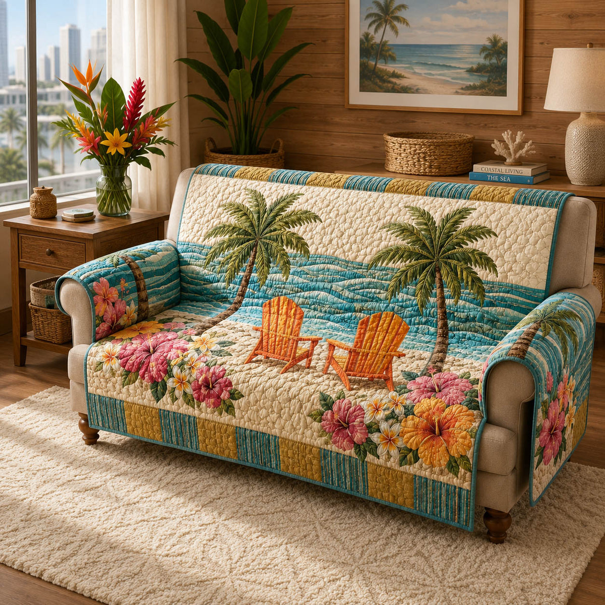 Seaside Days Quilted Sofa Cover NCU0TD2973