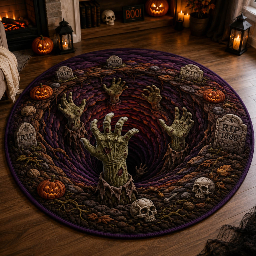 Sinister Chasm Rising Quilted Round Mat NCU0HH2047