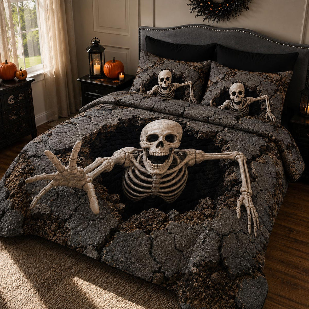 Skeleton Escape 3-Piece Quilted Bedding Set NCU0DV9917