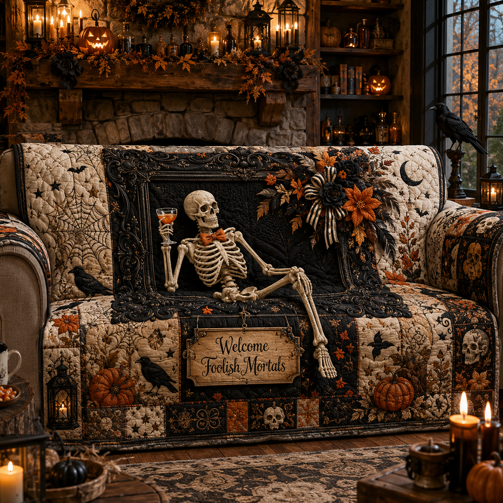 Skeleton's Favorite Spot Quilted Sofa Cover NCU0PT11908
