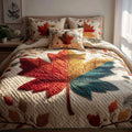 Splendid Leaf Center 3-Piece Quilted Bedding Set NCU0VL3671