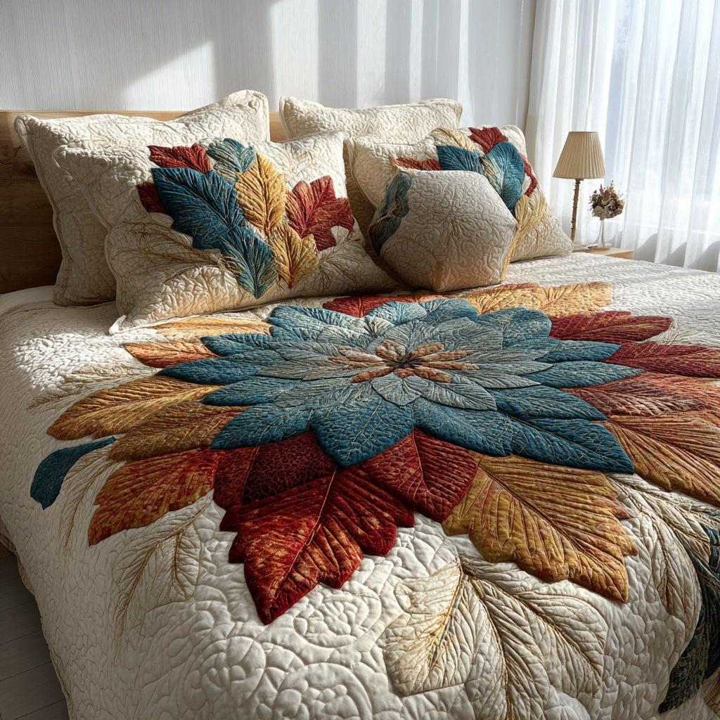 Starry Leaf Foliage 3-Piece Quilted Bedding Set NCU0VL3663