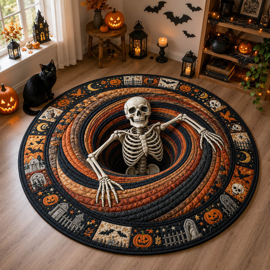 Swirling Skeleton Pit Quilted Round Mat NCU0HH2052