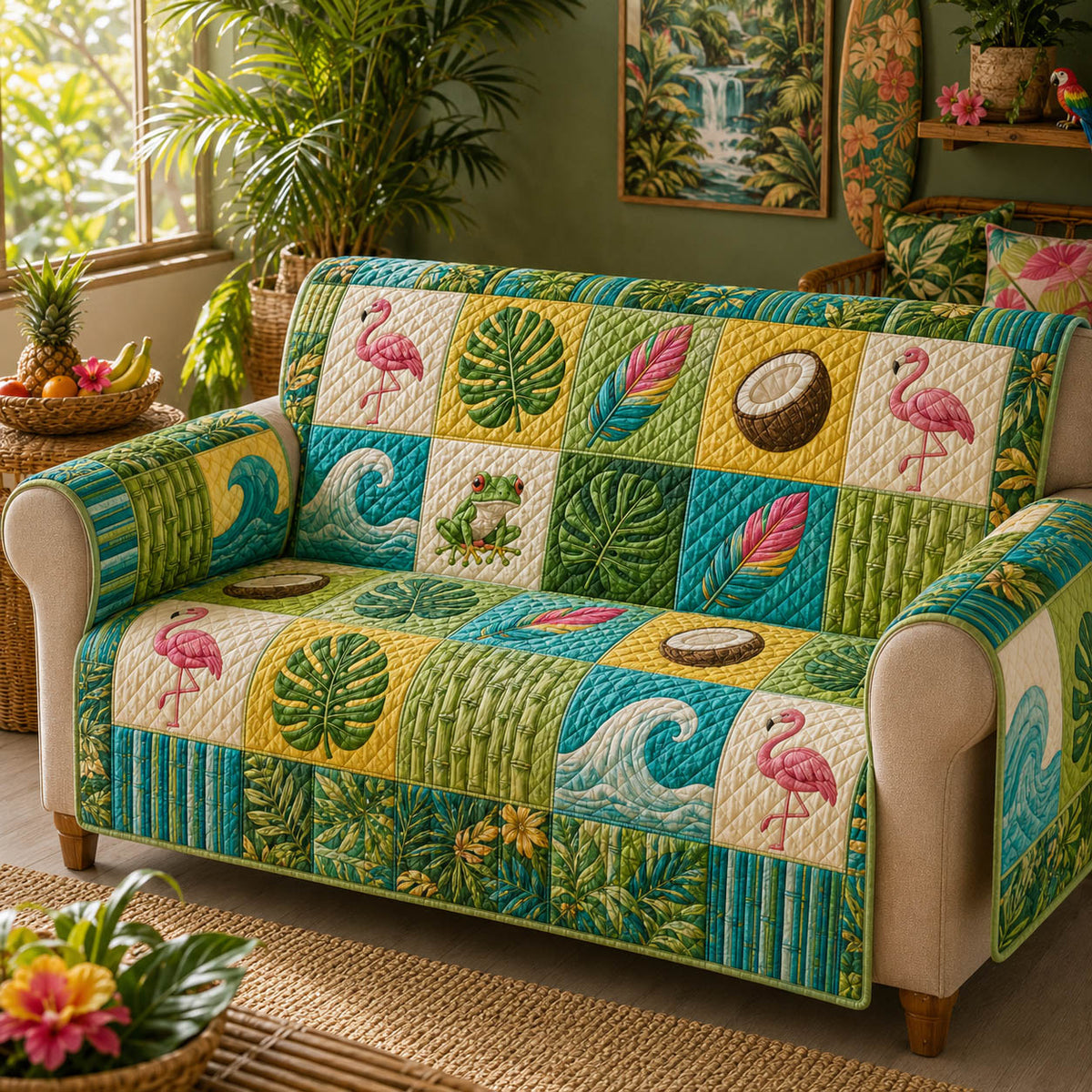 Tropical Charm Quilted Sofa Cover NCU0TD2988