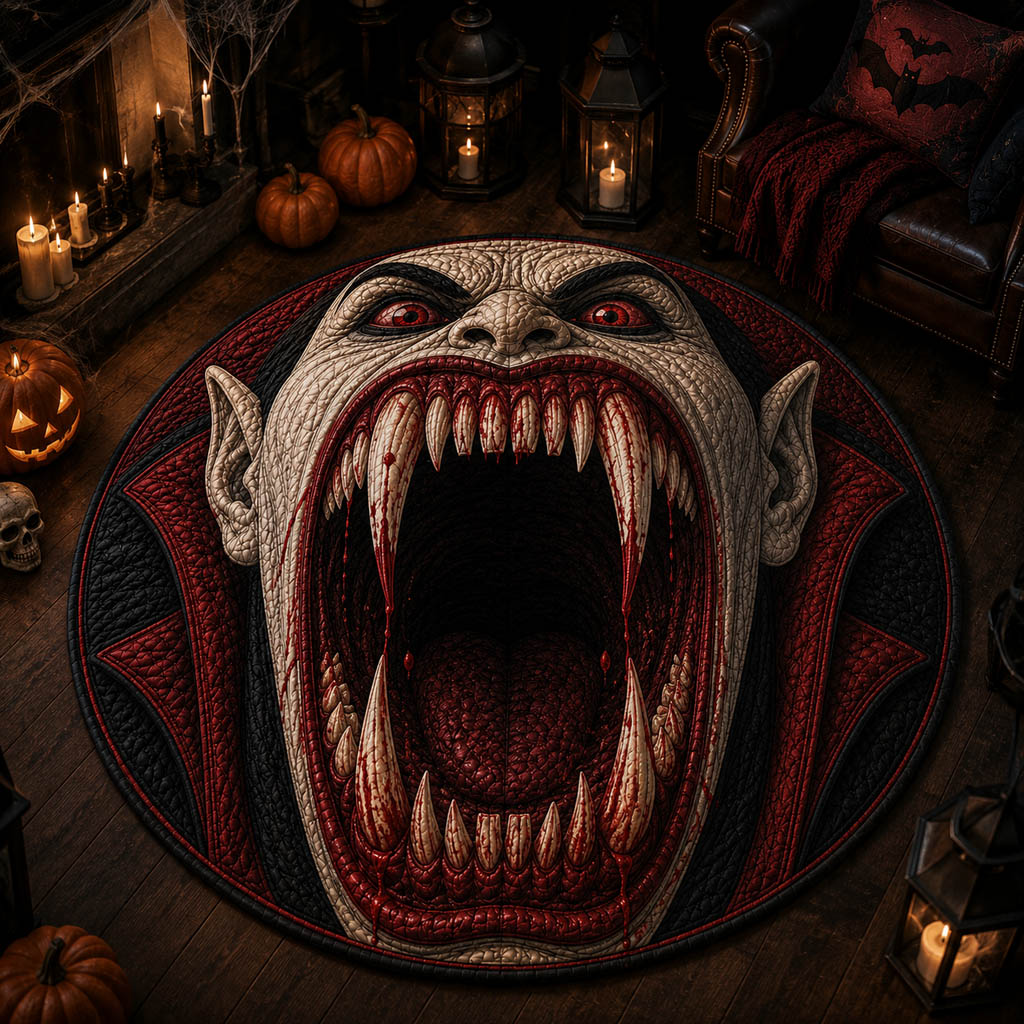 Vampire Gaze Quilted Round Mat NCU0HH2062